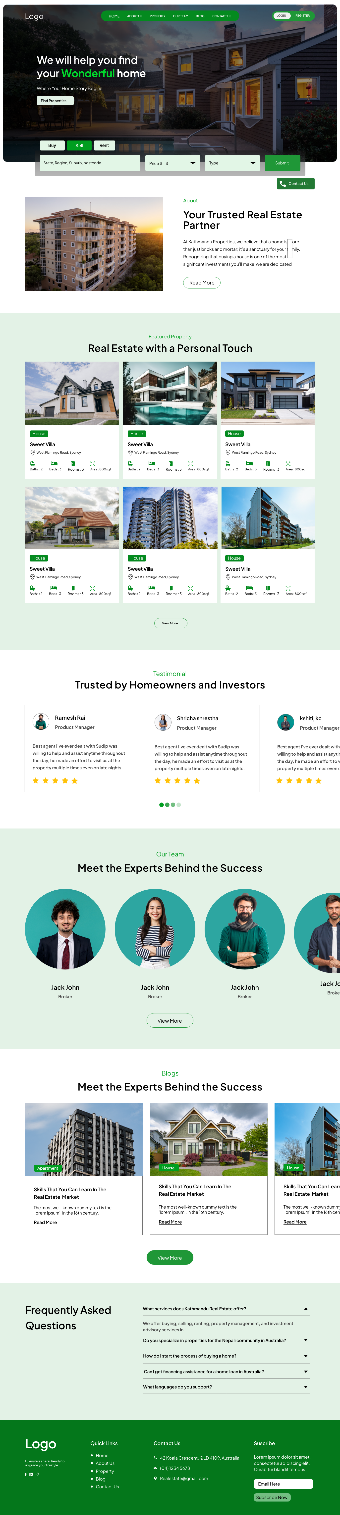 Home of Estate property website UI design